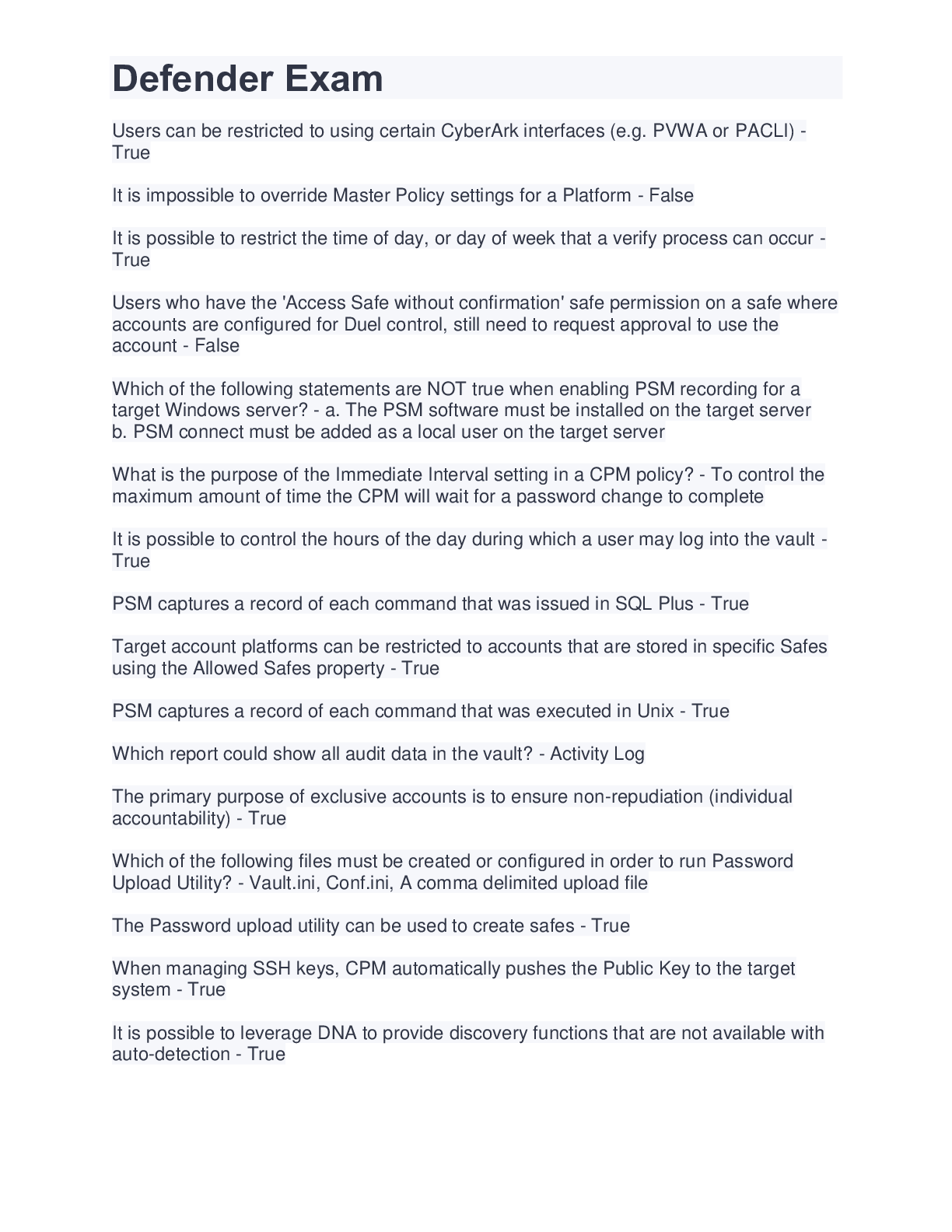 Preview image of Defender Exam document